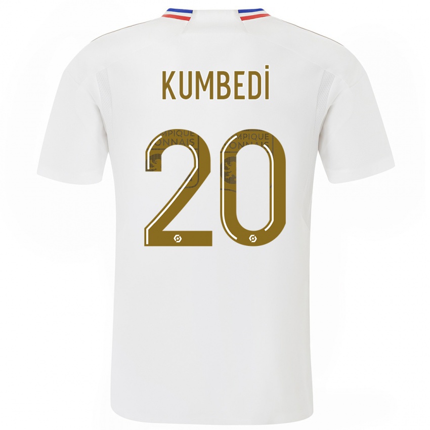 Hombre Camiseta Saël Kumbedi #20 Blanco 1ª Equipación 2023/24 La Camisa