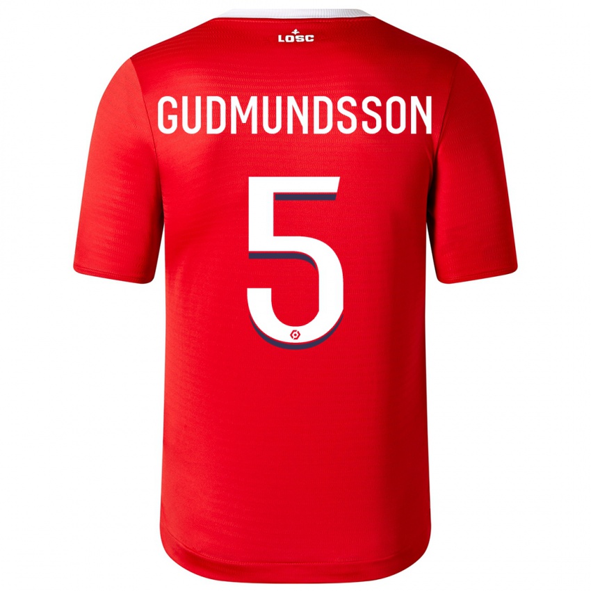 Hombre Camiseta Gabriel Gudmundsson #5 Rojo 1ª Equipación 2023/24 La Camisa