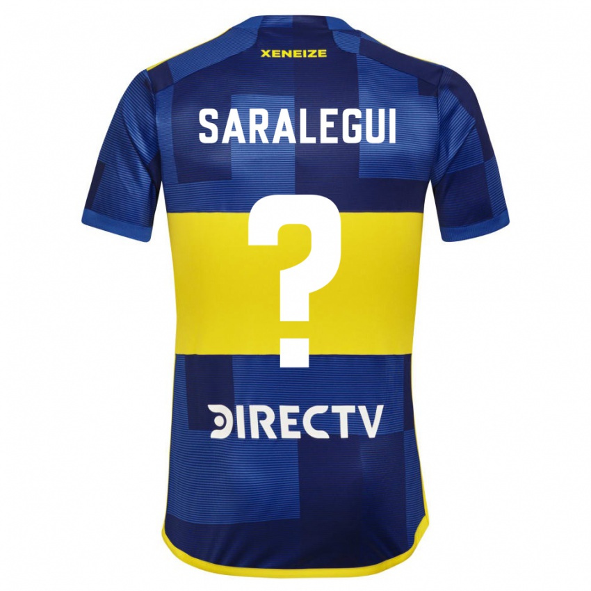 Hombre Camiseta Jabes Saralegui #0 Azul Oscuro Amarillo 1ª Equipación 2023/24 La Camisa