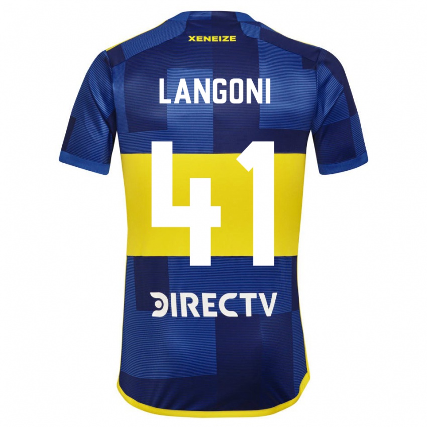 Hombre Camiseta Luca Langoni #41 Azul Oscuro Amarillo 1ª Equipación 2023/24 La Camisa