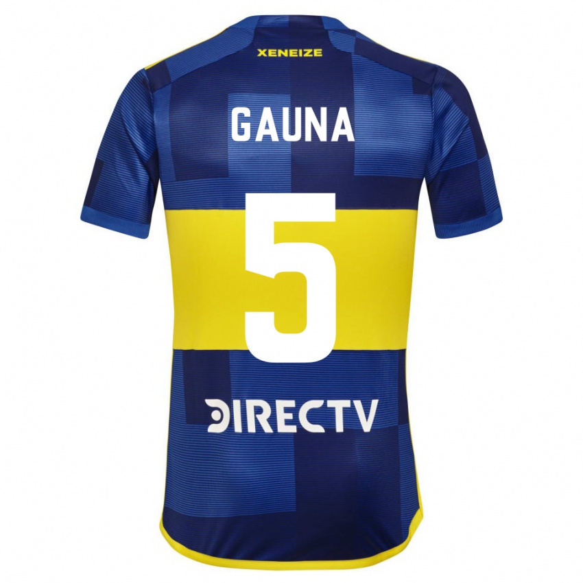Hombre Camiseta Santiago Gauna #5 Azul Oscuro Amarillo 1ª Equipación 2023/24 La Camisa