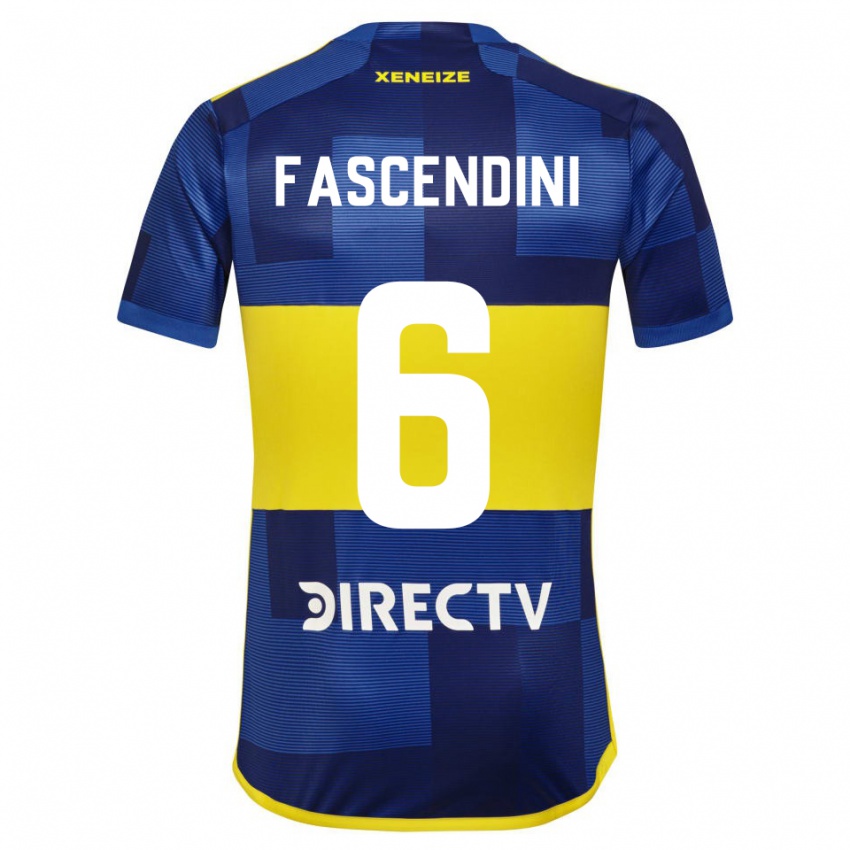 Hombre Camiseta Valentin Fascendini #6 Azul Oscuro Amarillo 1ª Equipación 2023/24 La Camisa