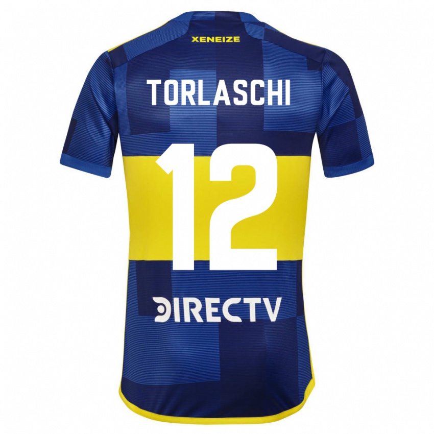 Hombre Camiseta Lucas Torlaschi #12 Azul Oscuro Amarillo 1ª Equipación 2023/24 La Camisa
