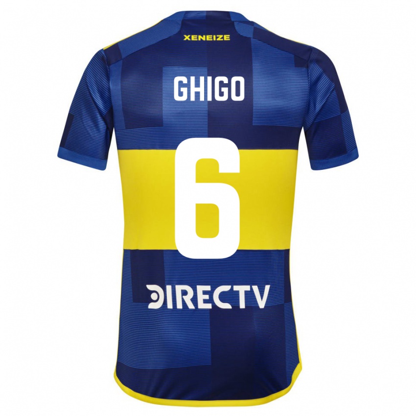 Hombre Camiseta Cecilia Ghigo #6 Azul Oscuro Amarillo 1ª Equipación 2023/24 La Camisa
