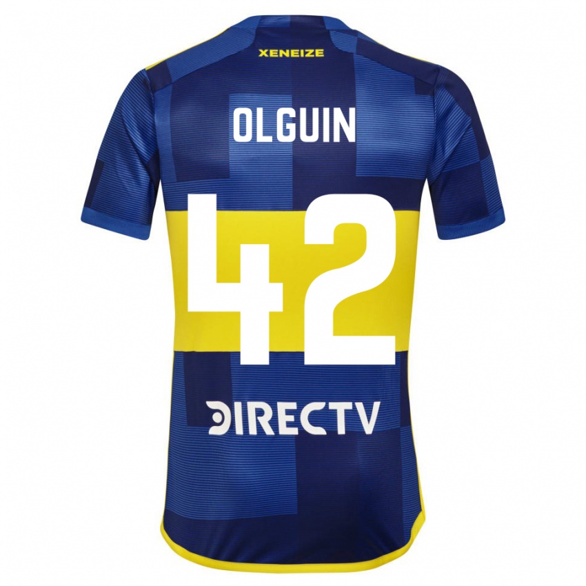 Hombre Camiseta Matias Olguin #42 Azul Oscuro Amarillo 1ª Equipación 2023/24 La Camisa