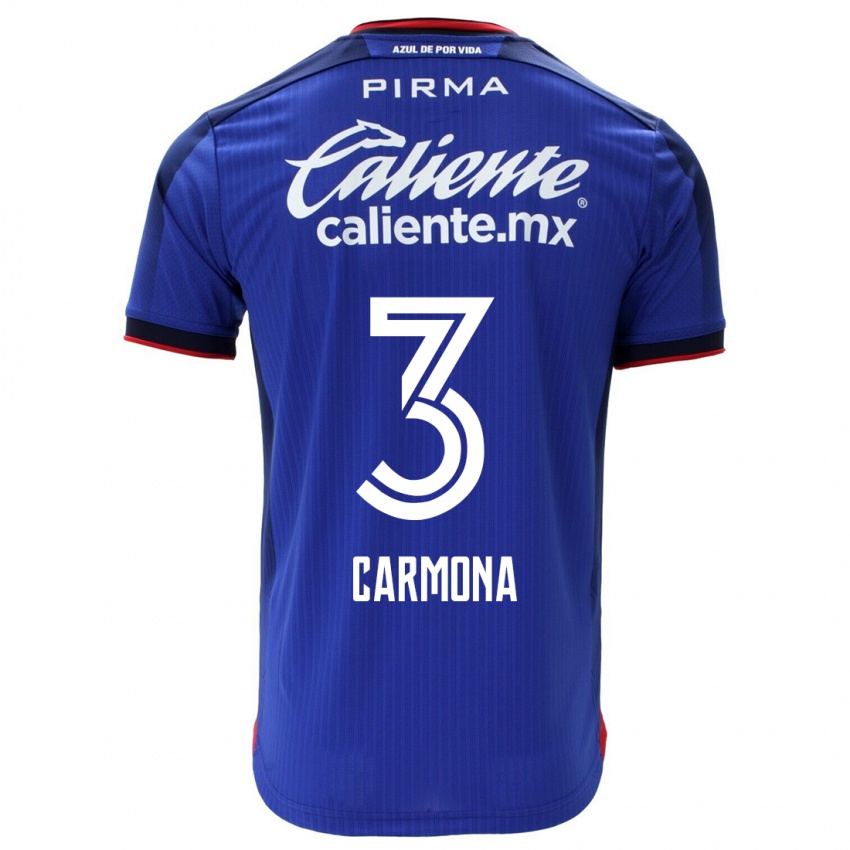 Hombre Camiseta Edith Carmona #3 Azul 1ª Equipación 2023/24 La Camisa