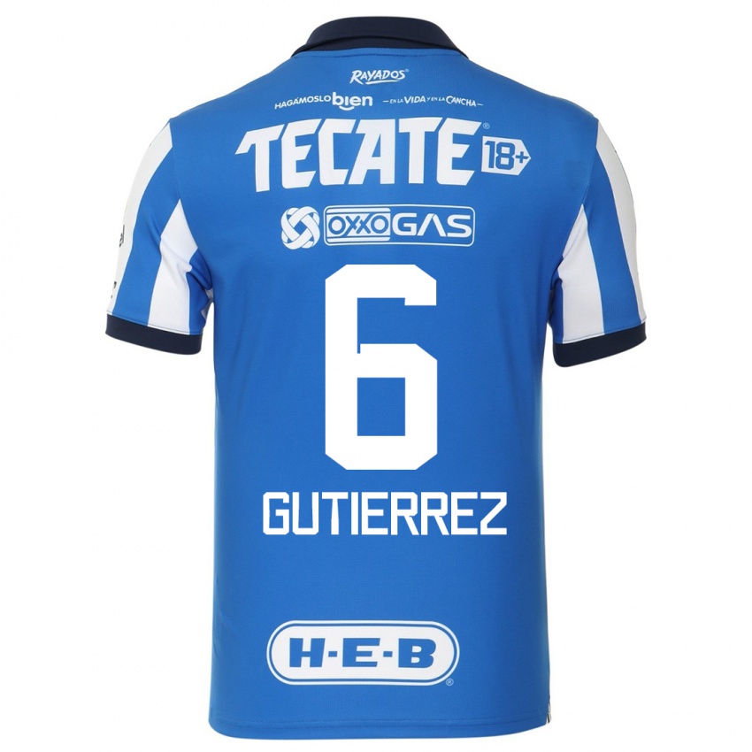 Hombre Camiseta Edson Gutierrez #6 Azul Blanco 1ª Equipación 2023/24 La Camisa