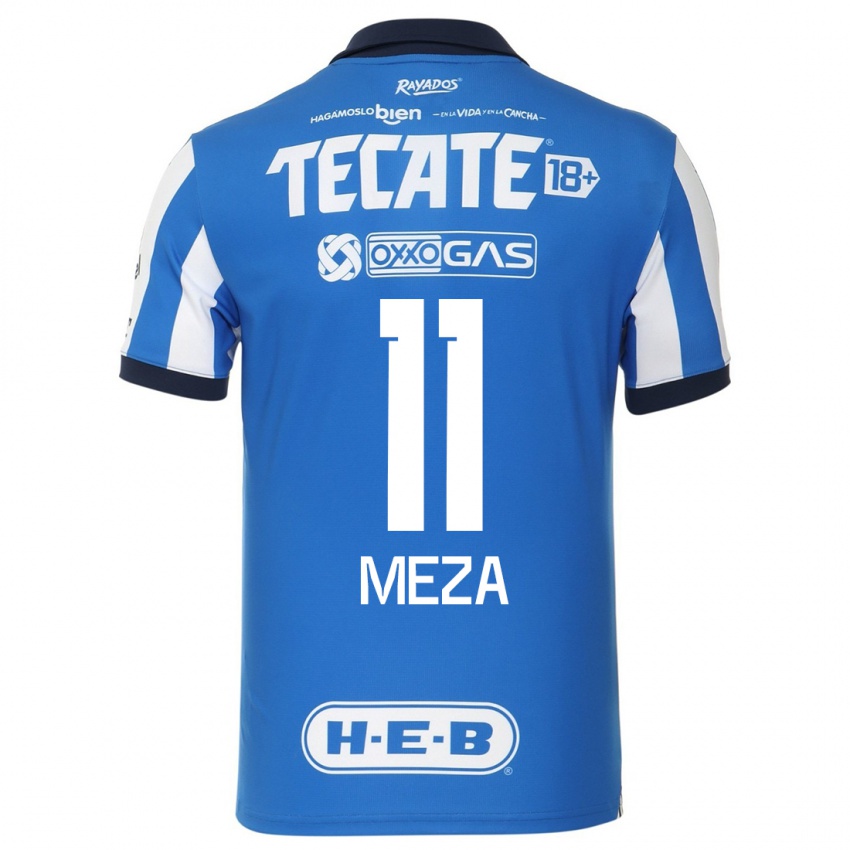 Hombre Camiseta Maximiliano Meza #11 Azul Blanco 1ª Equipación 2023/24 La Camisa
