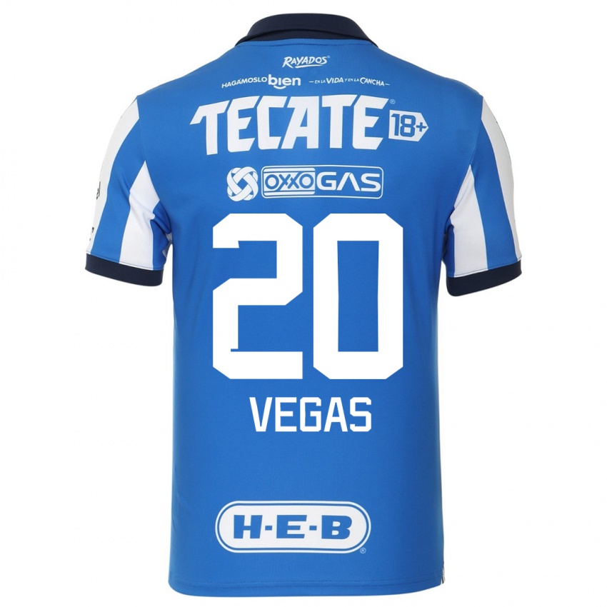 Hombre Camiseta Sebastian Vegas #20 Azul Blanco 1ª Equipación 2023/24 La Camisa