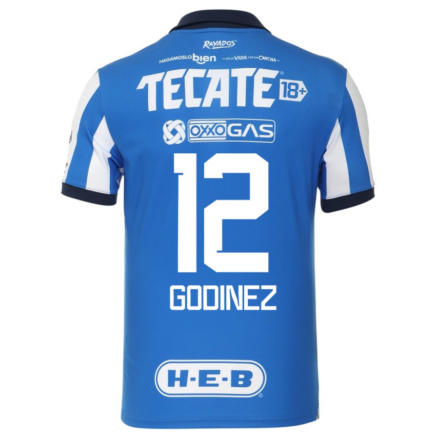 Hombre Camiseta Alejandria Godinez #12 Azul Blanco 1ª Equipación 2023/24 La Camisa