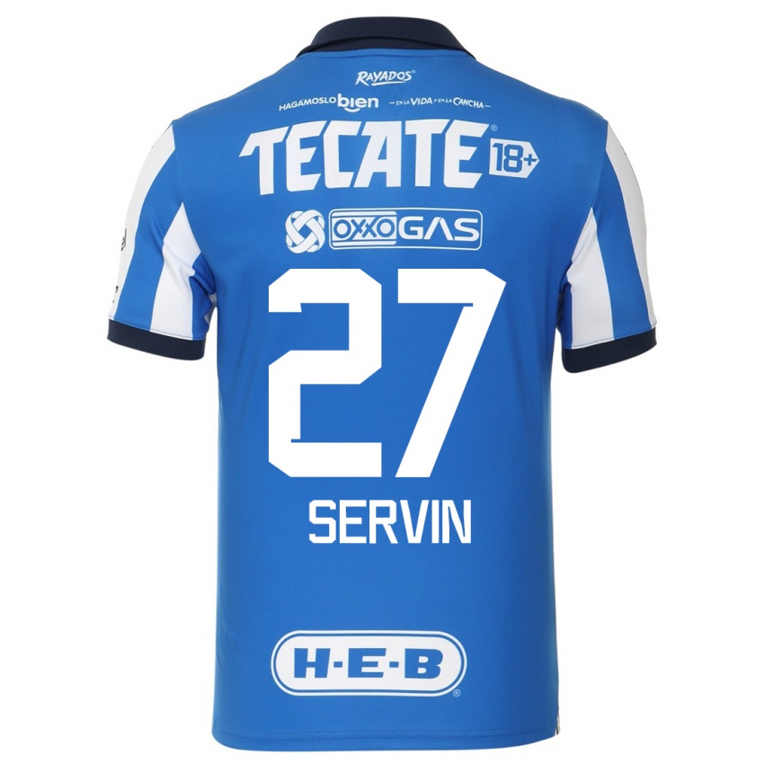 Hombre Camiseta Fatima Servin #27 Azul Blanco 1ª Equipación 2023/24 La Camisa