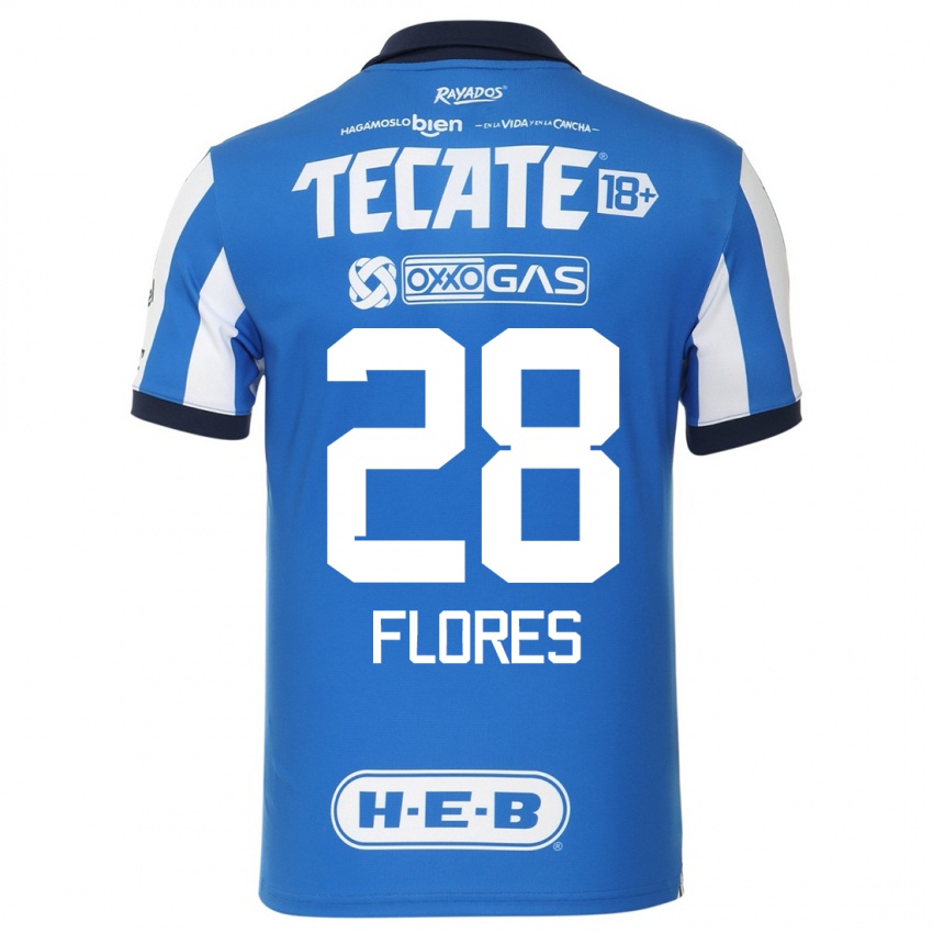 Hombre Camiseta Silvana Flores #28 Azul Blanco 1ª Equipación 2023/24 La Camisa