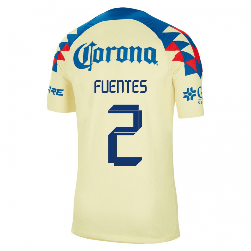 Hombre Camiseta Luis Fuentes #2 Amarillo 1ª Equipación 2023/24 La Camisa