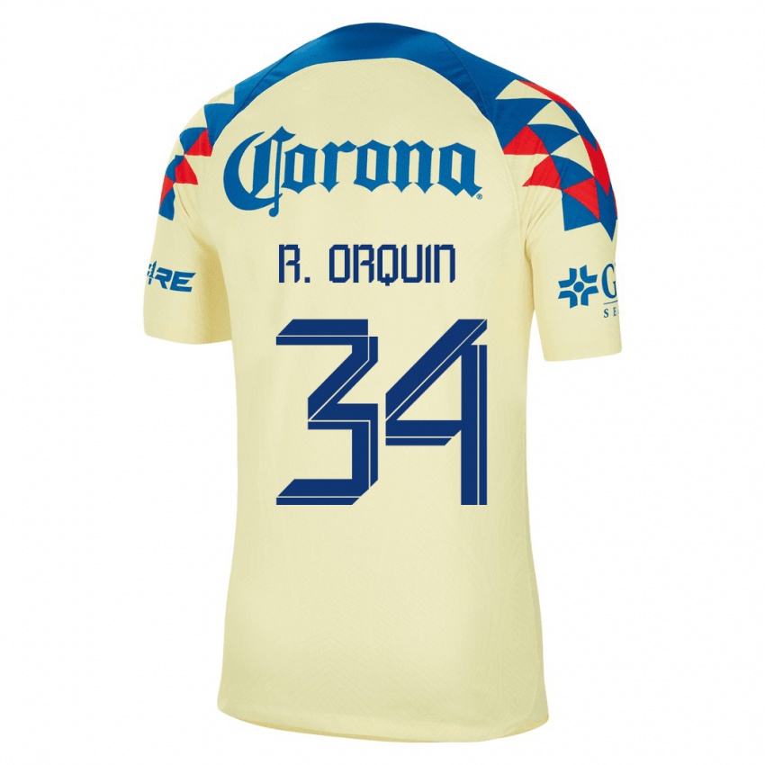Hombre Camiseta Ralph Orquin #34 Amarillo 1ª Equipación 2023/24 La Camisa