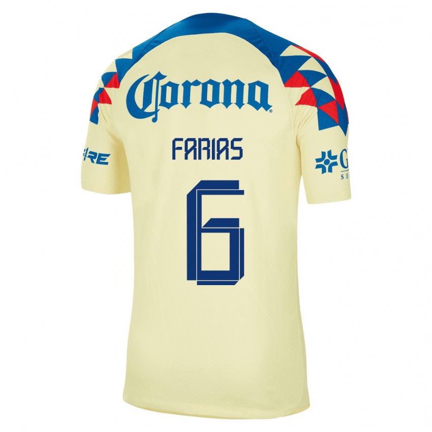 Hombre Camiseta Janelly Farias #6 Amarillo 1ª Equipación 2023/24 La Camisa