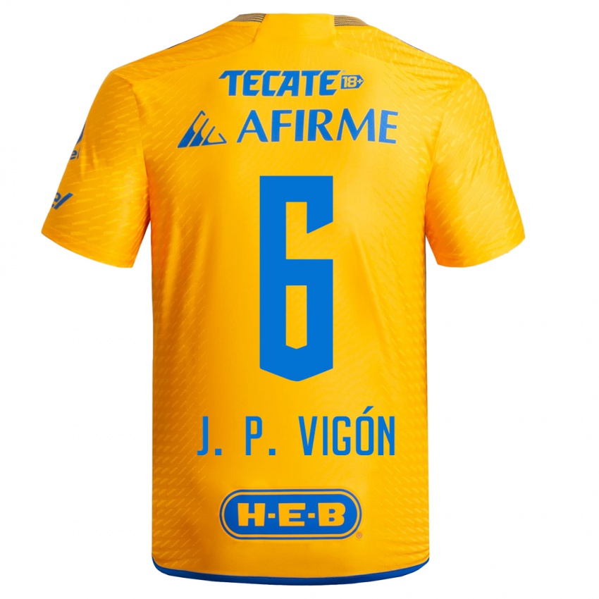 Hombre Camiseta Juan Pablo Vigon #6 Amarillo 1ª Equipación 2023/24 La Camisa
