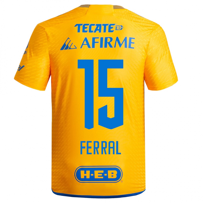 Hombre Camiseta Cristina Ferral #15 Amarillo 1ª Equipación 2023/24 La Camisa