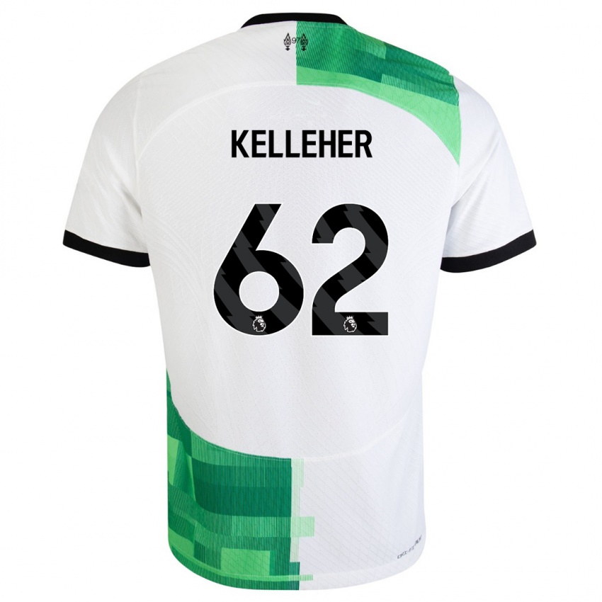 Hombre Camiseta Caoimhin Kelleher #62 Blanco Verde 2ª Equipación 2023/24 La Camisa