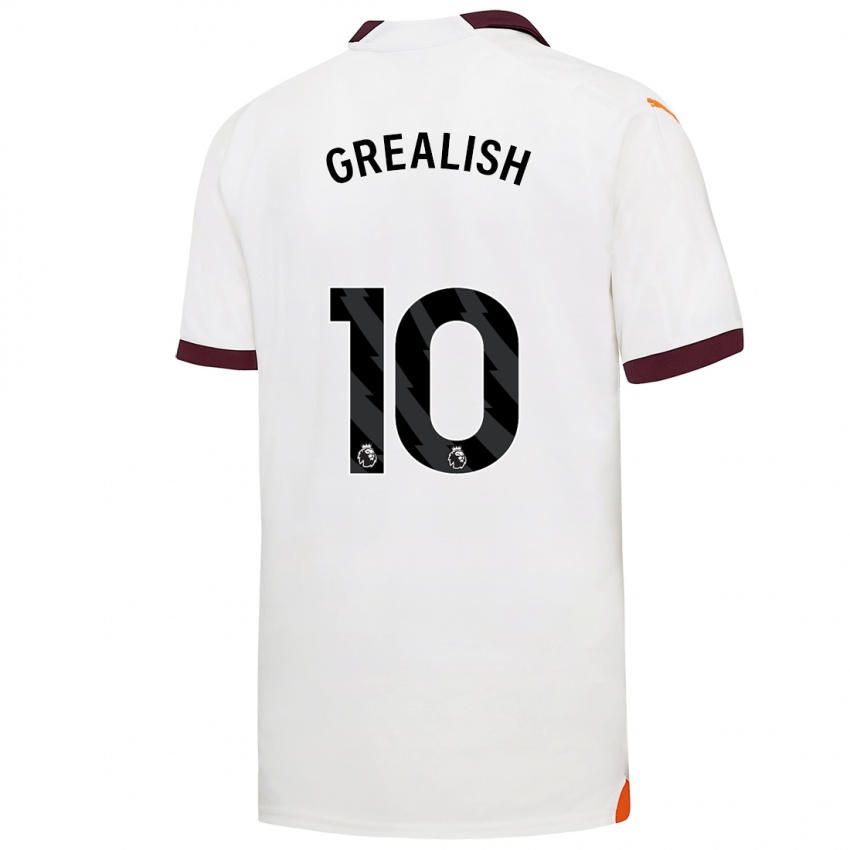 Hombre Camiseta Jack Grealish #10 Blanco 2ª Equipación 2023/24 La Camisa