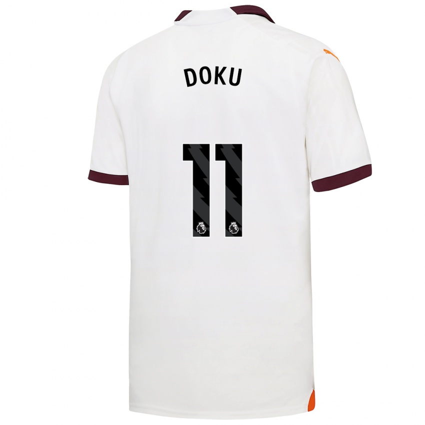 Hombre Camiseta Jeremy Doku #11 Blanco 2ª Equipación 2023/24 La Camisa
