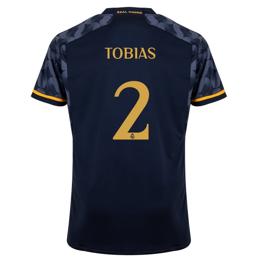 Hombre Camiseta Vinicius Tobias #2 Azul Oscuro 2ª Equipación 2023/24 La Camisa