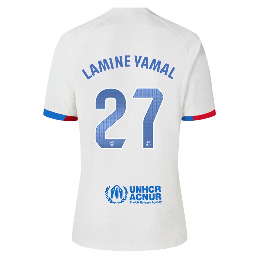 Hombre Camiseta Lamine Yamal #27 Blanco 2ª Equipación 2023/24 La Camisa