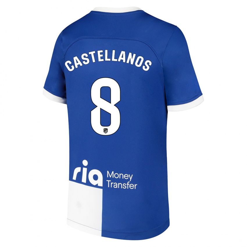 Hombre Camiseta Jorge Castellanos #8 Azul Blanco 2ª Equipación 2023/24 La Camisa