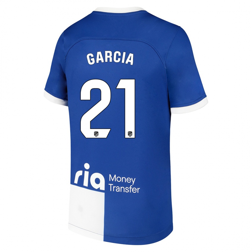 Hombre Camiseta Sheila Garcia #21 Azul Blanco 2ª Equipación 2023/24 La Camisa