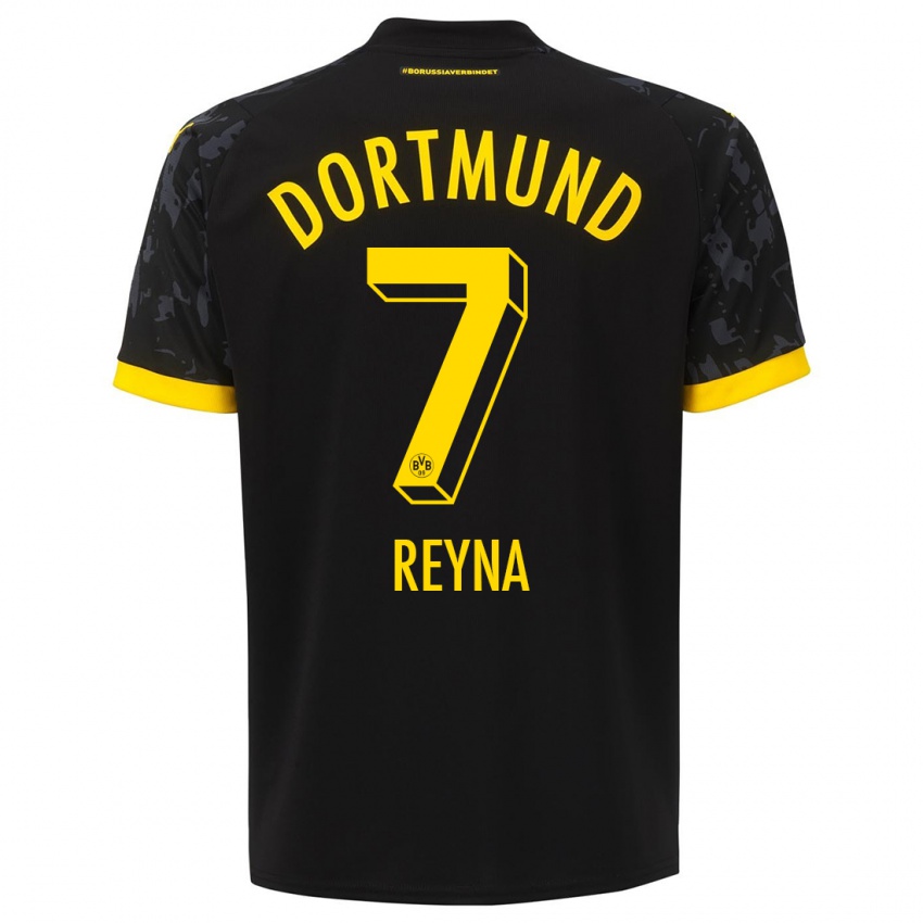Hombre Camiseta Giovanni Reyna #7 Negro 2ª Equipación 2023/24 La Camisa