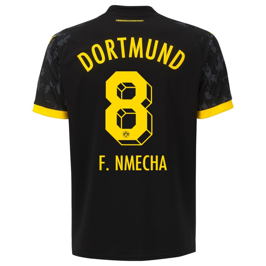 Hombre Camiseta Felix Nmecha #8 Negro 2ª Equipación 2023/24 La Camisa