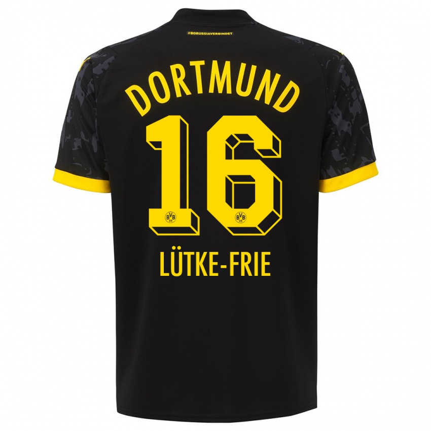 Hombre Camiseta Dennis Lütke-Frie #16 Negro 2ª Equipación 2023/24 La Camisa