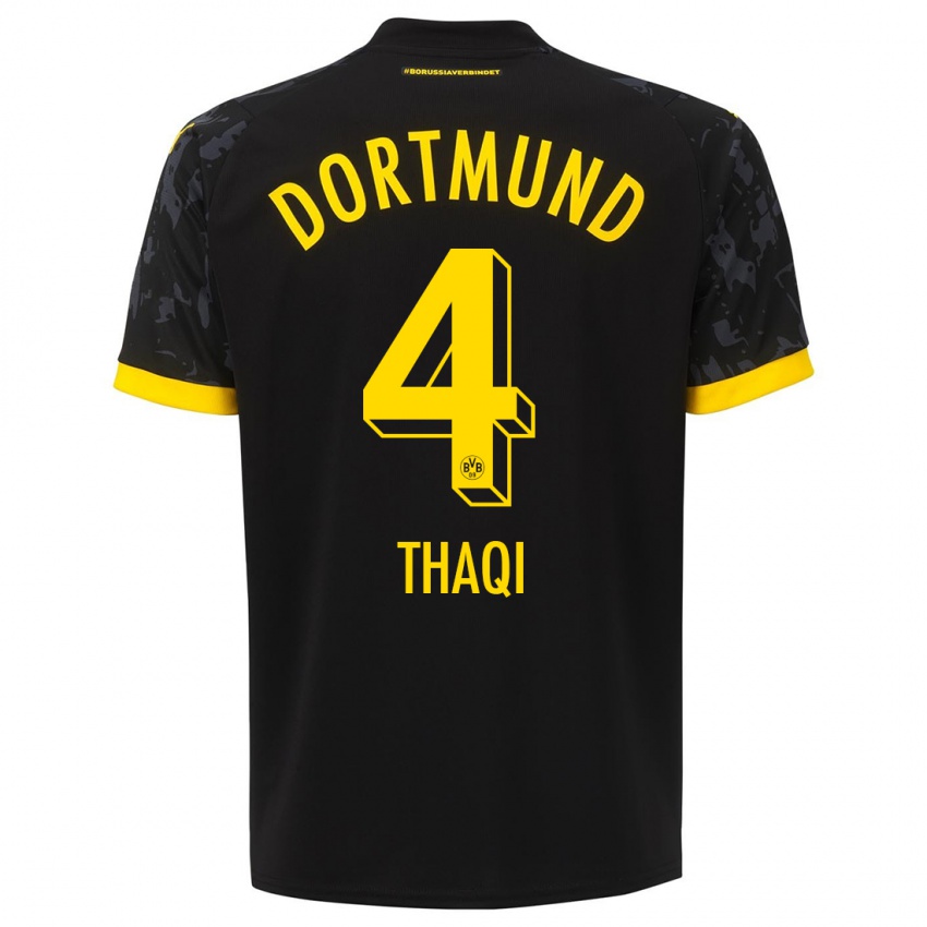 Hombre Camiseta Albin Thaqi #4 Negro 2ª Equipación 2023/24 La Camisa