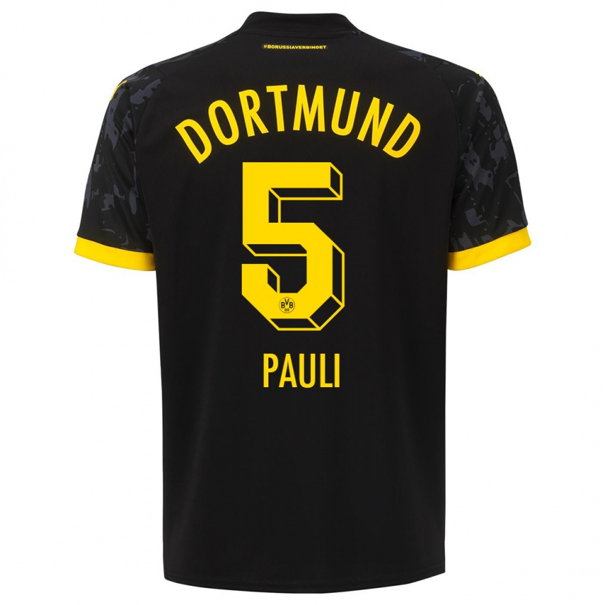 Hombre Camiseta Julian Pauli #5 Negro 2ª Equipación 2023/24 La Camisa