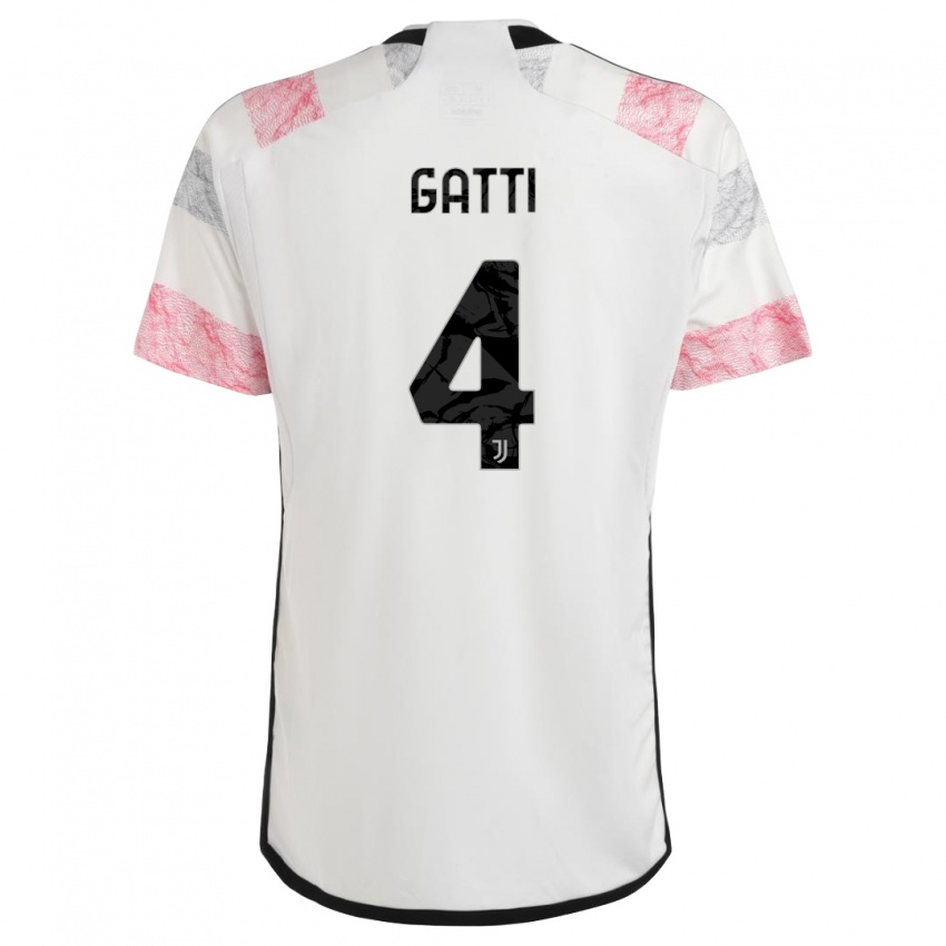 Hombre Camiseta Federico Gatti #4 Blanco Rosa 2ª Equipación 2023/24 La Camisa