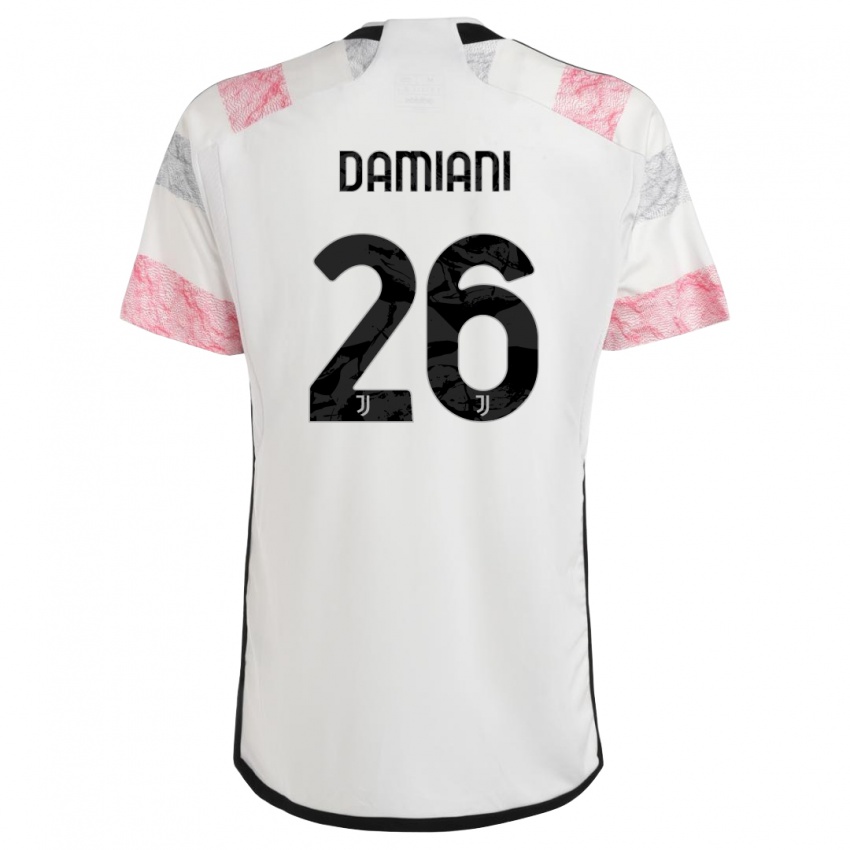 Hombre Camiseta Samuele Damiani #26 Blanco Rosa 2ª Equipación 2023/24 La Camisa