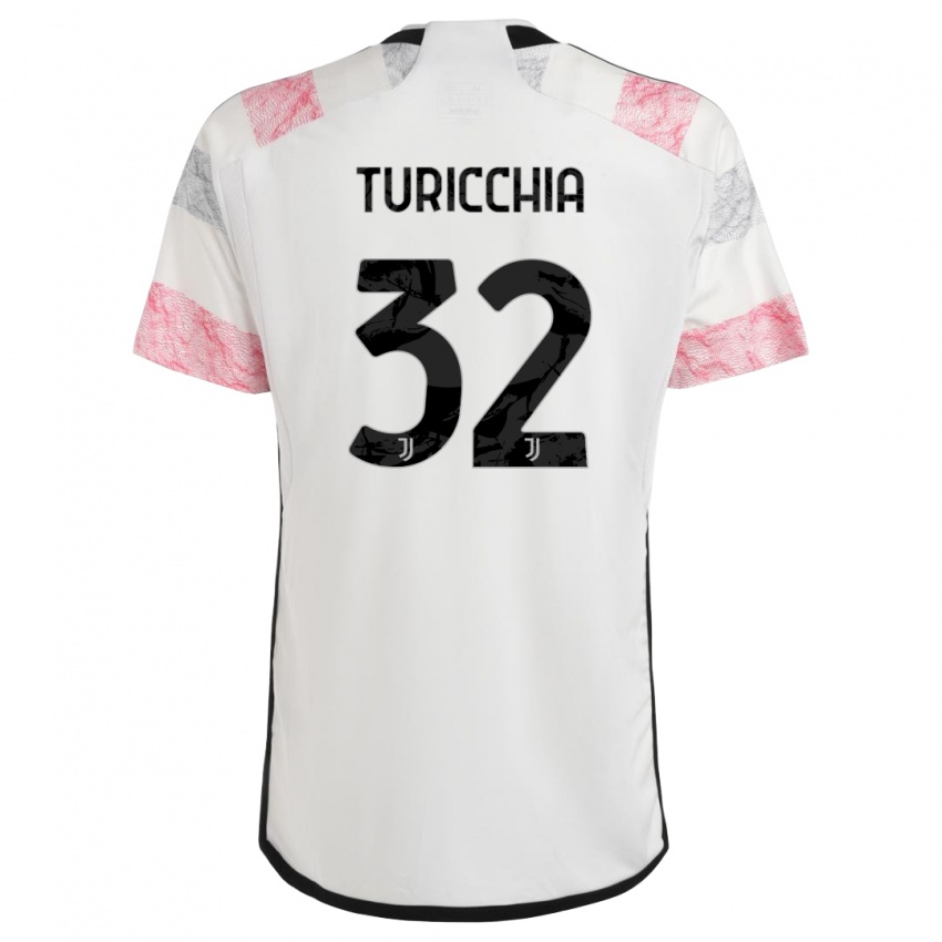 Hombre Camiseta Riccardo Turicchia #32 Blanco Rosa 2ª Equipación 2023/24 La Camisa