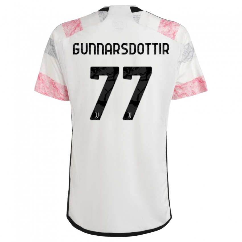 Hombre Camiseta Sara Bjork Gunnarsdottir #77 Blanco Rosa 2ª Equipación 2023/24 La Camisa