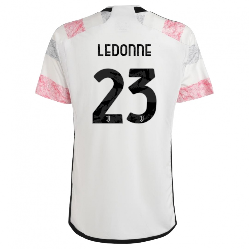 Hombre Camiseta Nicolo Ledonne #23 Blanco Rosa 2ª Equipación 2023/24 La Camisa