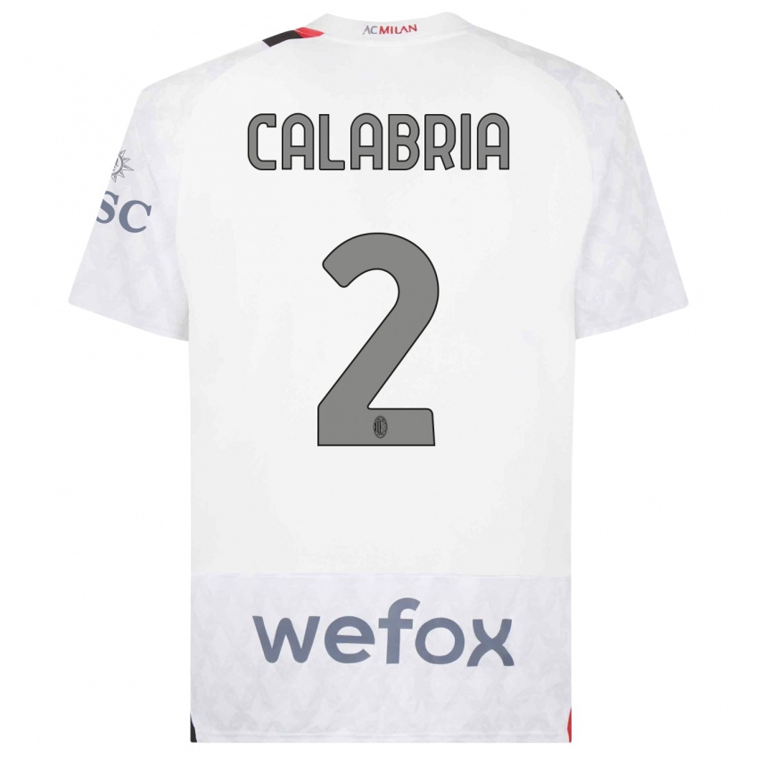 Hombre Camiseta Davide Calabria #2 Blanco 2ª Equipación 2023/24 La Camisa