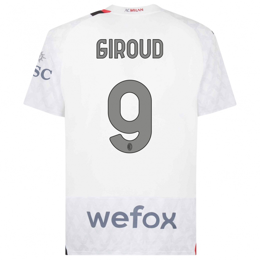 Hombre Camiseta Olivier Giroud #9 Blanco 2ª Equipación 2023/24 La Camisa
