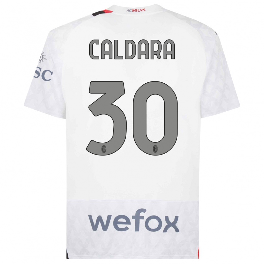 Hombre Camiseta Mattia Caldara #30 Blanco 2ª Equipación 2023/24 La Camisa
