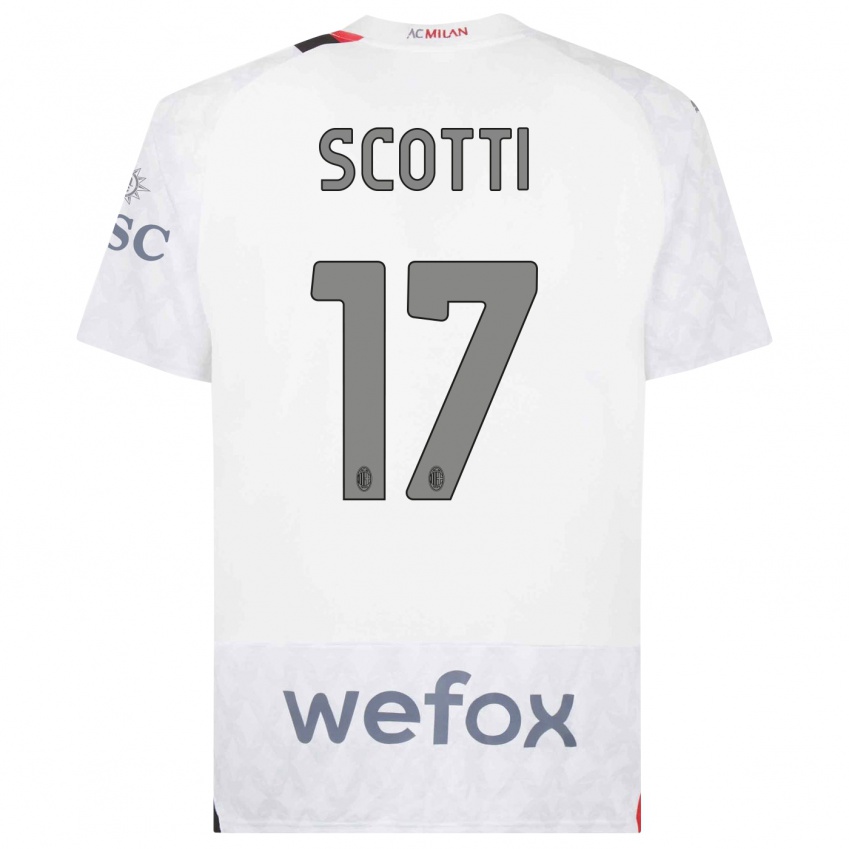 Hombre Camiseta Filippo Scotti #17 Blanco 2ª Equipación 2023/24 La Camisa