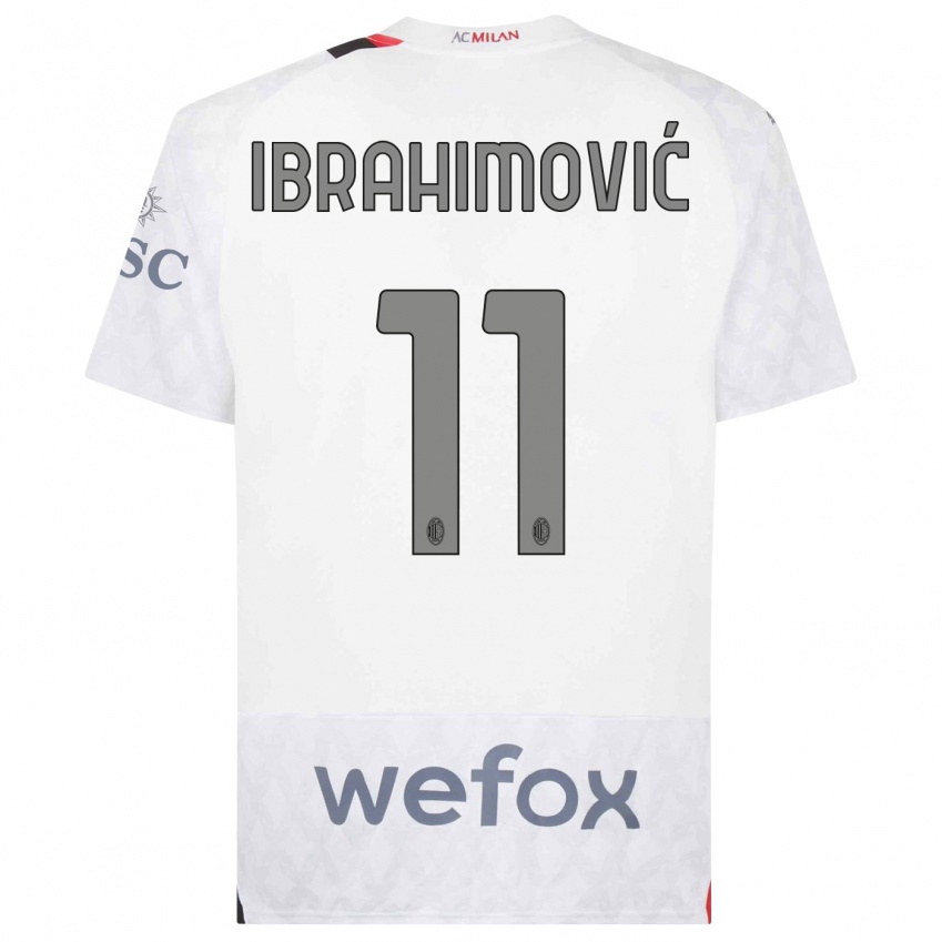 Hombre Camiseta Zlatan Ibrahimovic #11 Blanco 2ª Equipación 2023/24 La Camisa