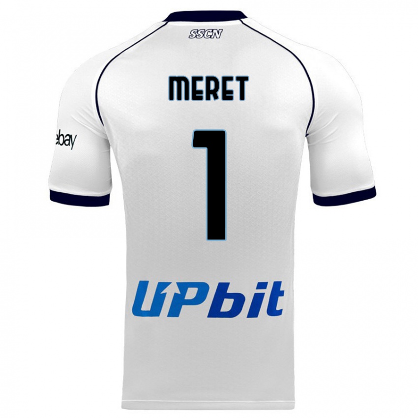 Hombre Camiseta Alex Meret #1 Blanco 2ª Equipación 2023/24 La Camisa