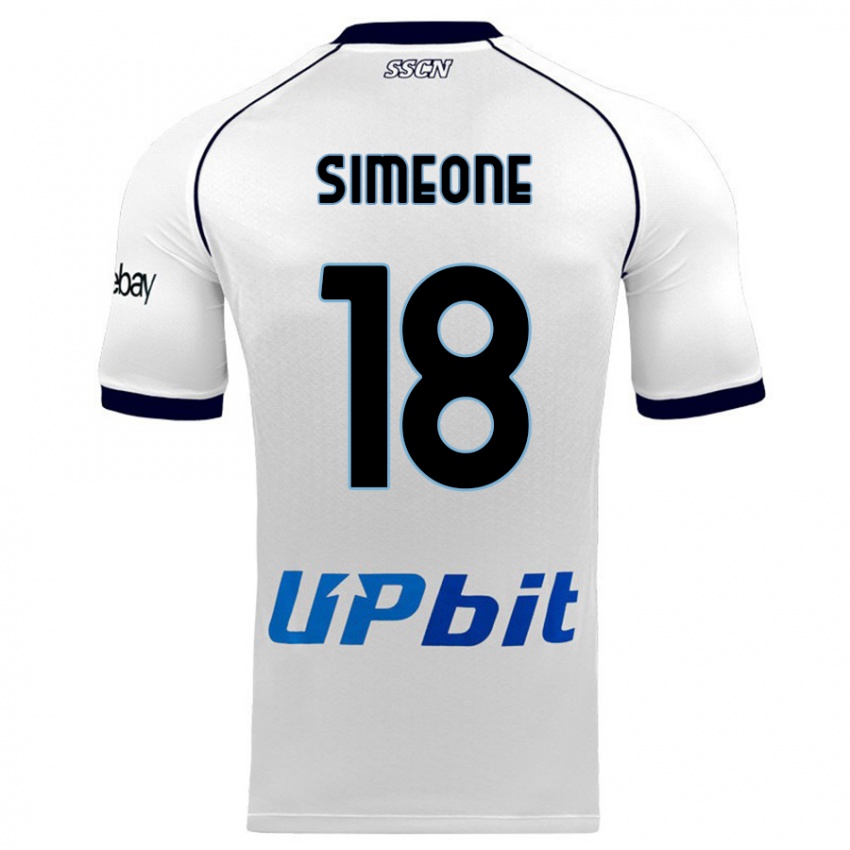 Hombre Camiseta Giovanni Simeone #18 Blanco 2ª Equipación 2023/24 La Camisa