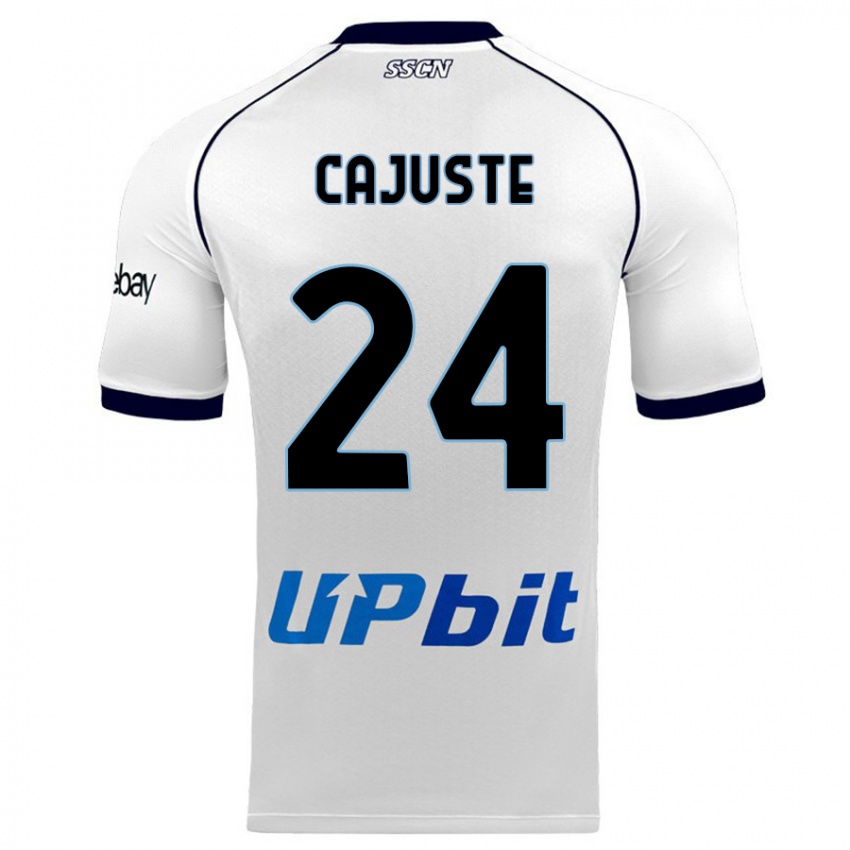 Hombre Camiseta Jens Cajuste #24 Blanco 2ª Equipación 2023/24 La Camisa