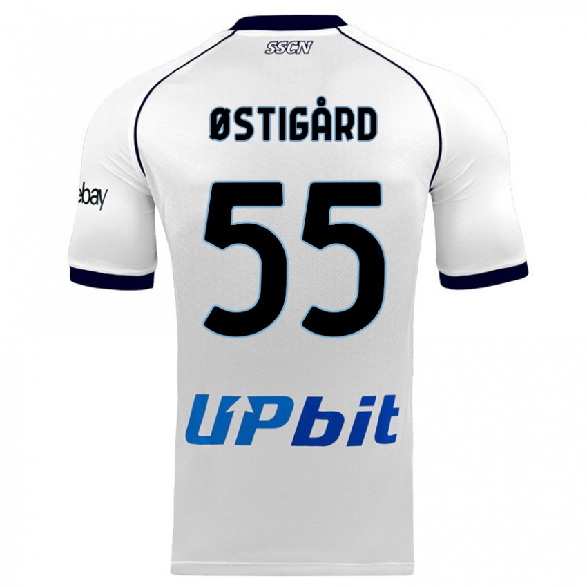 Hombre Camiseta Leo Ostigard #55 Blanco 2ª Equipación 2023/24 La Camisa