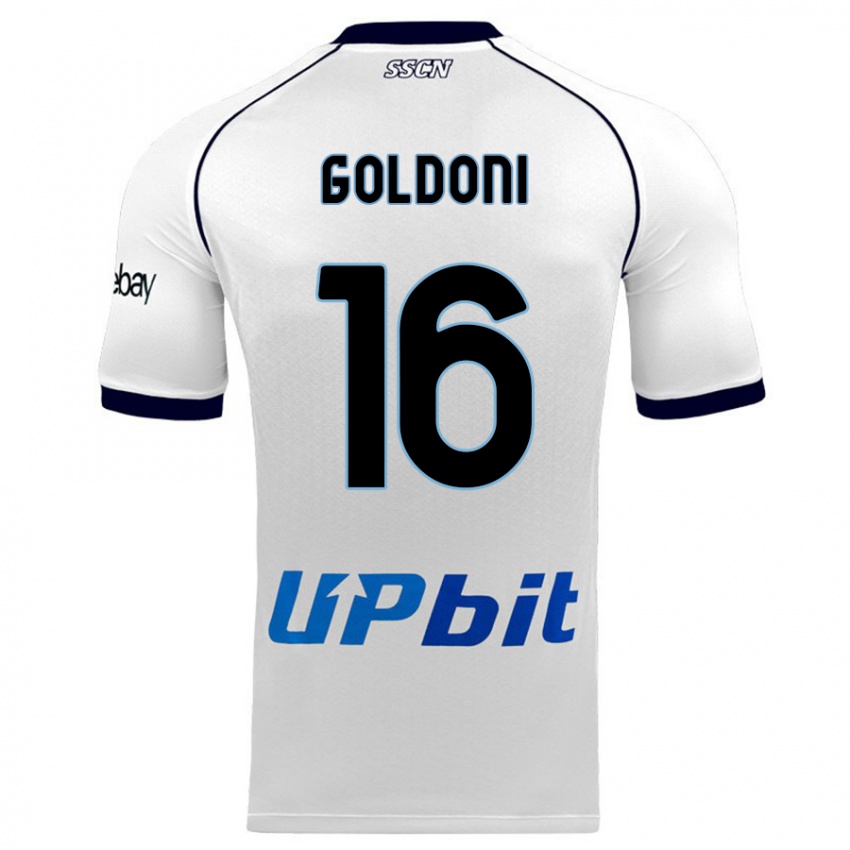 Hombre Camiseta Eleonora Goldoni #16 Blanco 2ª Equipación 2023/24 La Camisa