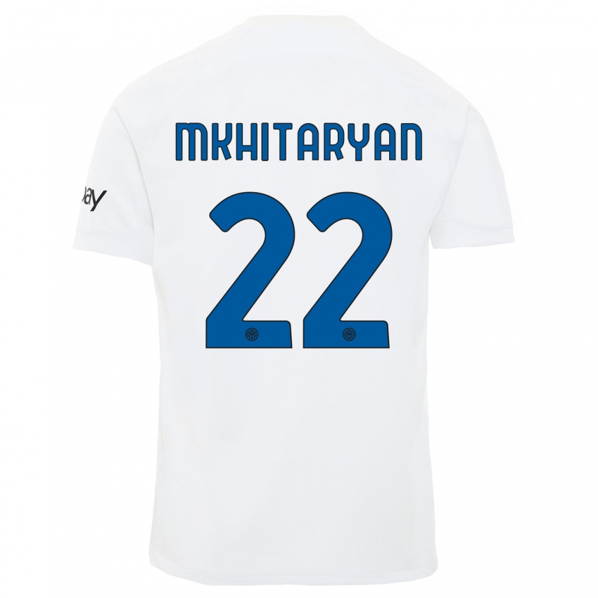 Hombre Camiseta Henrikh Mkhitaryan #22 Blanco 2ª Equipación 2023/24 La Camisa