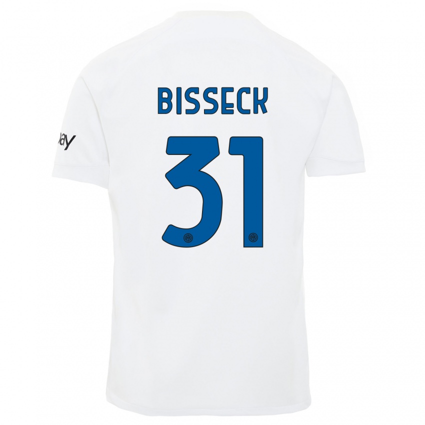 Hombre Camiseta Yann Bisseck #31 Blanco 2ª Equipación 2023/24 La Camisa